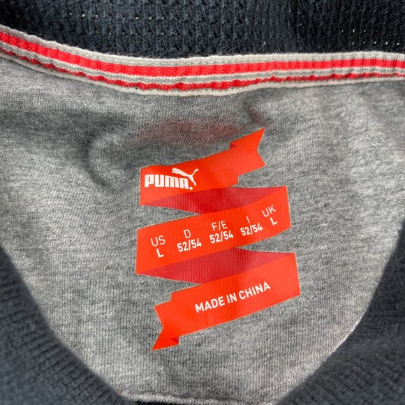 Puma Soccer Germany Polo Shirt Men Large L Black Green White Stripe Casual Sport - Picture 6 of 16